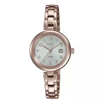 Часы CASIO SHEEN Stainless Steel Strap Solar Powered Quartz Waterproof Sapphire Crystal Rose Gold Analog, розовый