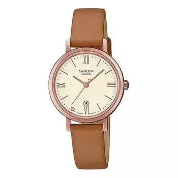 Часы CASIO SHEEN Waterproof Quartz Sapphire Crystal Brown Analog, коричневый