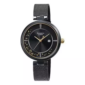 Часы CASIO SHEEN Waterproof Sapphire Crystal Solar Powered Quartz Black Analog, черный