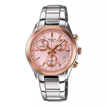 Часы CASIO SHEEN Waterproof Stainless Steel Strap Pink Analog, розовый