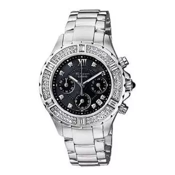 Часы CASIO SHEEN Waterproof Stainless Steel Strap Black Analog, черный