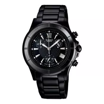Часы CASIO SHEEN Waterproof Stainless Steel Strap Black Analog, черный