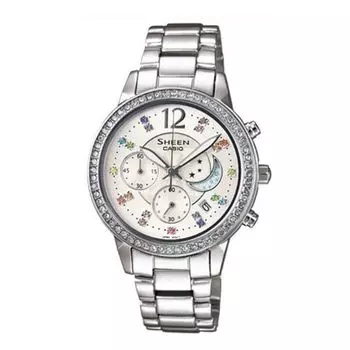 Часы CASIO SHEEN Waterproof Stainless Steel Strap White Analog, белый