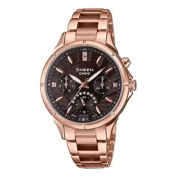 Часы CASIO SHEENSeries Business es Rose-Golden/Black Dial Black Digital, черный