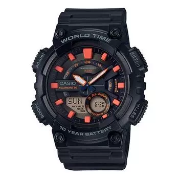 Часы CASIO Solar Powered Waterproof Sports Mens Black Analog/Digital Combo, черный