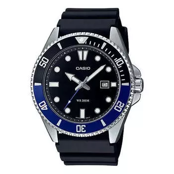 Часы CASIO Stainless Steel Strap Quartz Waterproof Mens Blue Analog, синий