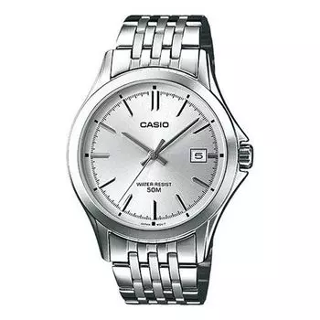 Часы CASIO Stainless Steel Strap Quartz Waterproof Mens Silver Analog, цвет silver