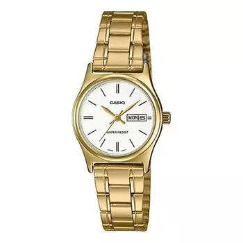 Часы CASIO Stainless Steel Strap Quartz Waterproof White Dial White Analog, белый