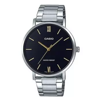 Часы CASIO Stainless Steel Strap Waterproof Quartz Mens Silver Analog, цвет silver