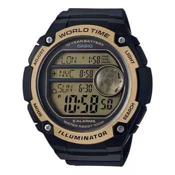 Часы CASIO STANDARD Sportses Men's Black/Golden Waterproof Mens BlackGold Digital, черный