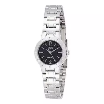 Часы CASIO Standard Stainless Steel Quartz Silver/Black Waterproof Analog, черный