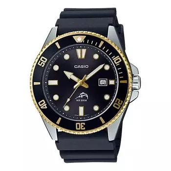Часы CASIO STANDARD Stainless Steel Waterproof Black Sports Mens BlackGold Analog, черный