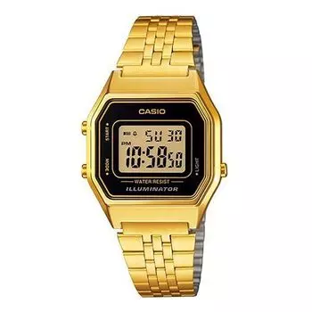 Часы CASIO STANDARD Vintage Dial Steel Link Band en Waterproof Unisex Mens Gold Digital, желтый