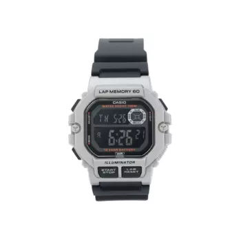 Часы CASIO Stylish Quartz Movement 47.2*44.5*13.4mm Resin Strap Watch Black Silver Unisex Mens, черный
