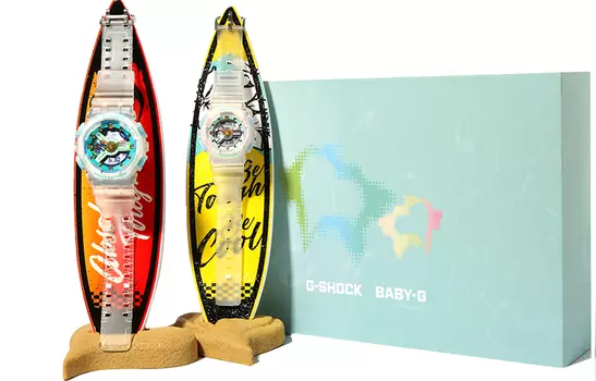 Часы CASIO унисекс G-SHOCK и BABY-G, Полупрозрачный белый