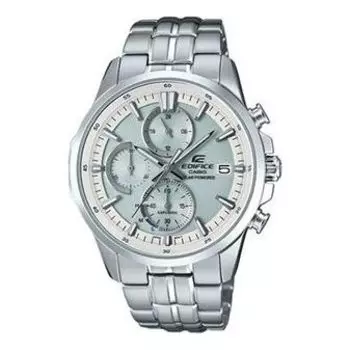Часы CASIO Waterproof EDIFICE Sapphire Crystal Solar Powered Stainless Steel Strap Mens White Analog, белый