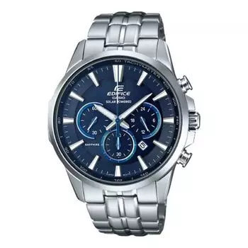 Часы CASIO Waterproof EDIFICE Sapphire Crystal Solar Powered Mens Blue Analog, синий