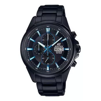 Часы CASIO Waterproof EDIFICE Solar Powered Mens Black Analog, черный