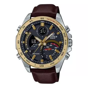Часы CASIO Waterproof EDIFICE Solar Powered Mens Black Analog/Digital Combo, черный
