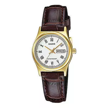 Часы CASIO Waterproof Quartz 25mm /White Brown Analog, коричневый
