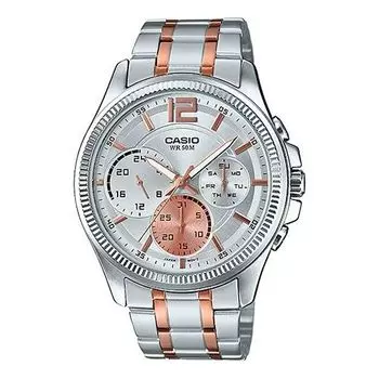 Часы CASIO Waterproof Quartz Mens Silver Analog, цвет silver