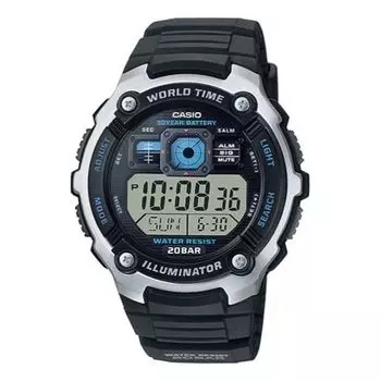 Часы CASIO Waterproof Quartz Sports Shockproof Mens SilverBlack Digital, черный