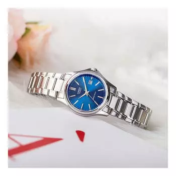 Часы CASIO Waterproof Quartz Stainless Steel Strap Blue Dial Blue Analog, синий
