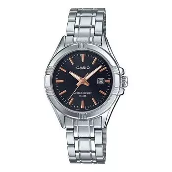 Часы CASIO Waterproof Quartz Unisex Black Analog, черный