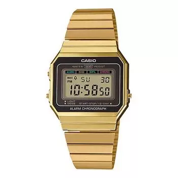 Часы CASIO Waterproof Quartz Unisex Black/Gold Digital, черный