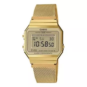Часы CASIO Waterproof Quartz Unisex Mens Gold Digital, желтый