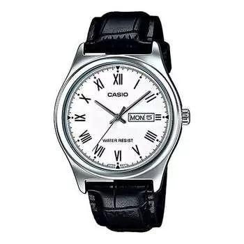 Часы CASIO Waterproof Quartz White DialBlack Strap Mens WhiteBlack Analog, белый