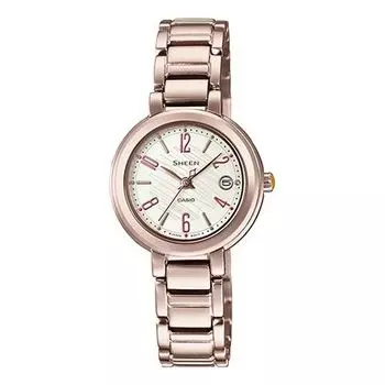 Часы CASIO Waterproof SHEEN Quartz Sapphire Crystal Rose Gold Analog, золотой