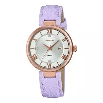 Часы CASIO Waterproof SHEEN Sapphire Crystal Quartz Purple Analog, фиолетовый