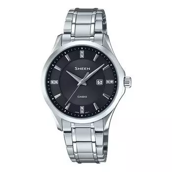 Часы CASIO Waterproof SHEEN Sapphire Crystal Solar Powered Silver Analog, цвет silver