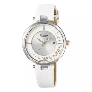 Часы CASIO Waterproof SHEEN Sapphire Crystal Solar Powered Quartz White Analog, белый
