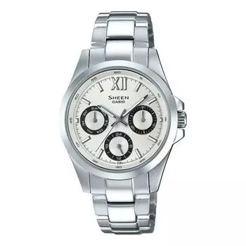 Часы CASIO Waterproof SHEEN Sapphire Crystal Stainless Steel Strap Silver Analog, цвет silver