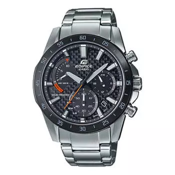 Часы CASIO Waterproof Shockproof EDIFICE Solar Powered Quartz Sports Sapphire Crystal Mens Black Analog, черный