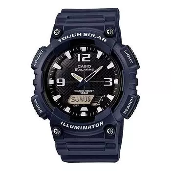 Часы CASIO Waterproof Solar Powered Quartz Sports Mens Blue Analog, синий