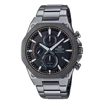 Часы CASIO Waterproof Sports EDIFICE Solar Powered Mens Black Analog, черный
