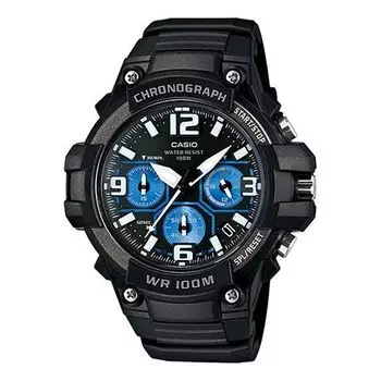 Часы CASIO Waterproof Sports Quartz Mens Black Analog, черный