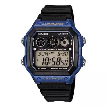 Часы CASIO Waterproof Sports Shockproof Mens Black/Blue Digital, синий