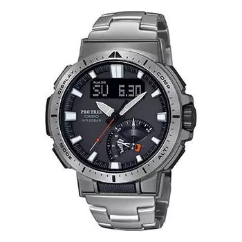 Часы CASIO Waterproof Sports Solar Powered Mens Silver Analog/Digital Combo, серебряный