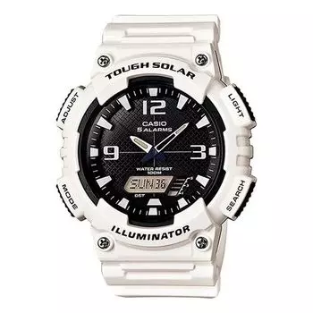 Часы CASIO Waterproof Sports Solar Powered Mens Red White Analog, красный