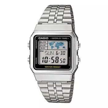 Часы CASIO Waterproof Sports Unisex Mens Silver Digital, серебряный