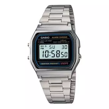 Часы CASIO Waterproof Sports Unisex Mens Silver Digital, серебряный