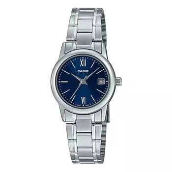 Часы CASIO Waterproof Stainless Steel Strap Blue Analog, синий