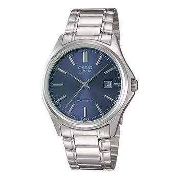 Часы CASIO Waterproof Stainless Steel Strap Blue Dial Mens Blue Analog, синий
