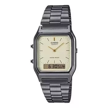 Часы CASIO Waterproof Stainless Steel Strap Mens Gray Analog/Digital Combo, серый