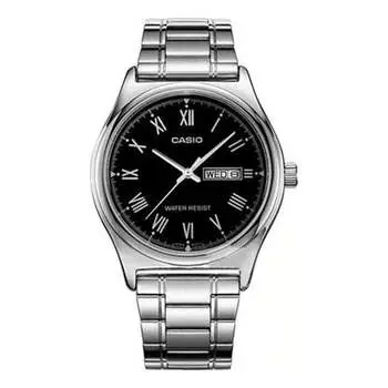 Часы CASIO Waterproof Stainless Steel Strap Mens Silver Analog, серебряный