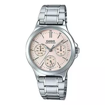 Часы CASIO Waterproof Stainless Steel Strap Quartz Pink Analog, розовый